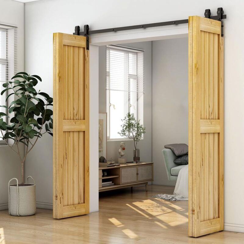 Kit porte coulissante, fixation sur côté de porte, 4 Portes en système pliant 323CM - Tsmst