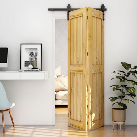 TSMST Rail de porte coulissante, fixation sur côté de porte, Double Porte en système pliant 92CM