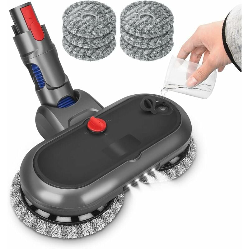 Tête de Balai Electrique pour Dyson V15 V11 V10 V8 V7 Avec Réservoir, led Lumière et 6 Vadrouille Lavable