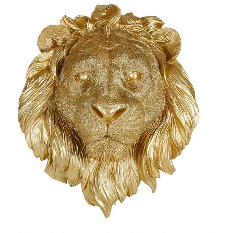 Tête de lion résine doré