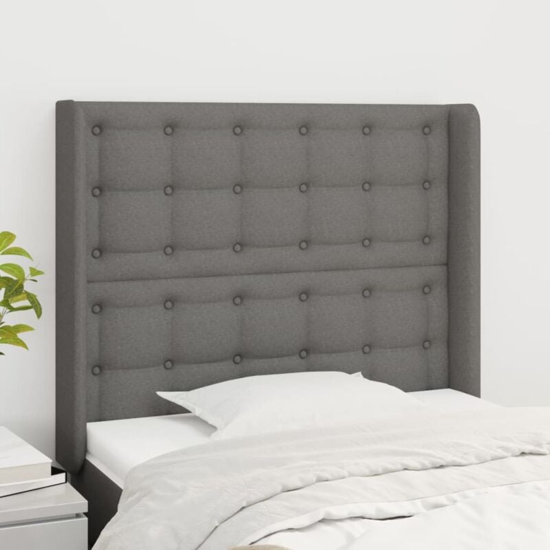 Vidaxl - Tête de lit avec oreilles Gris foncé 93x16x118/128 cm Tissu