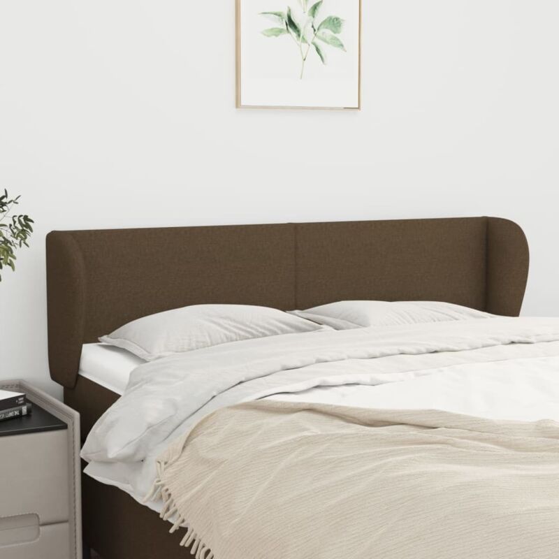 vidaXL Kopfteil mit Ohren Dunkelbraun 147x23x78/88 cm Stoff