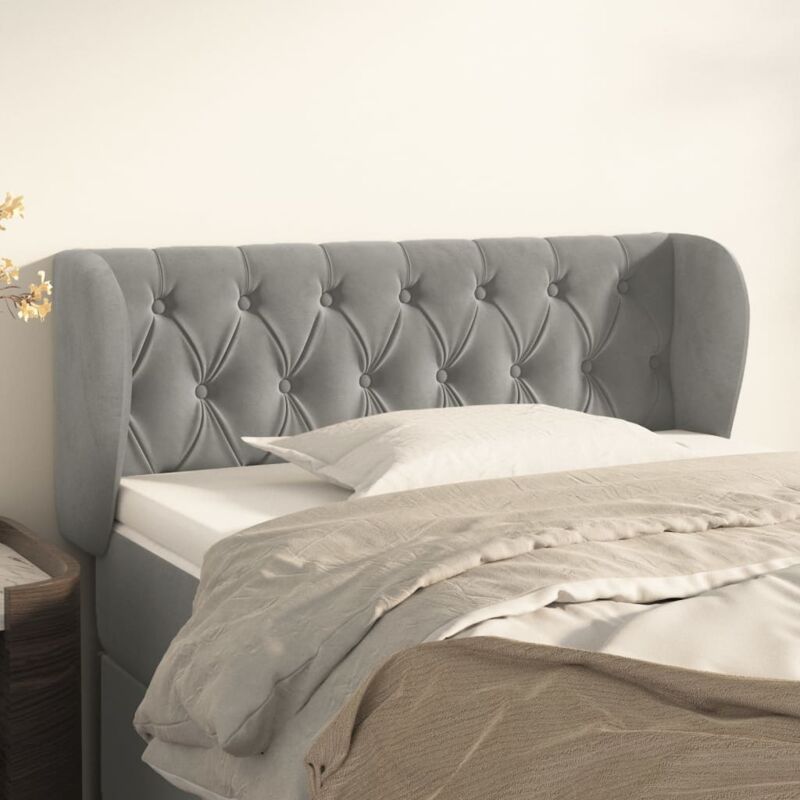 vidaXL Kopfteil mit Ohren Hellgrau 103x23x78/88 cm Samt