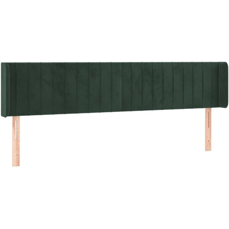 Tête de lit avec oreilles Vert foncé 163x16x78/88 cm Velours vidaXL