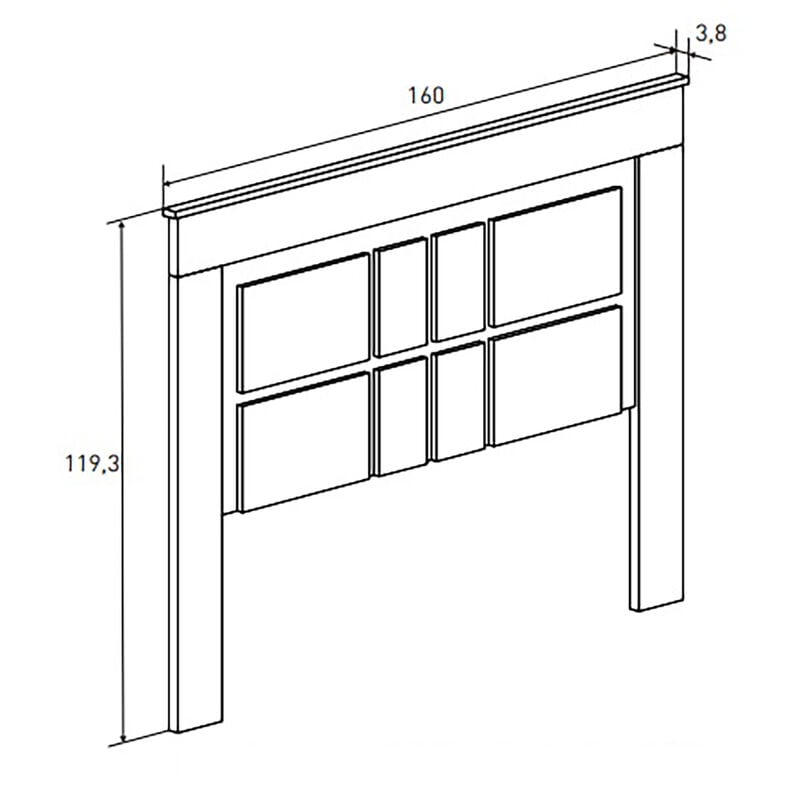 Tête de lit avec pieds coloris chêne vieilli - Longueur 160 x profondeur 3,8 x hauteur 119,3 cm Pegane