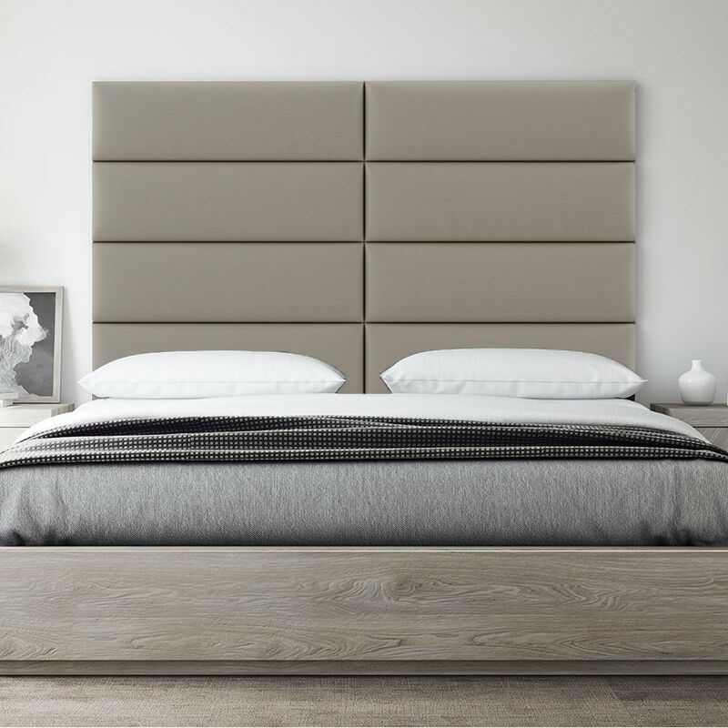 panneau tête de lit capitonnée mural 76cm simili simili cuir taupe