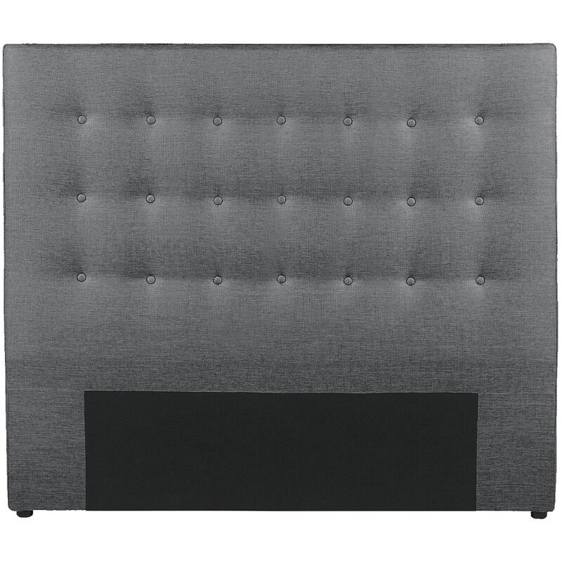 Vente-unique T&ecirc;te de lit capitonn&eacute;e FRANCESCO - 160 cm - Tissu - Gris