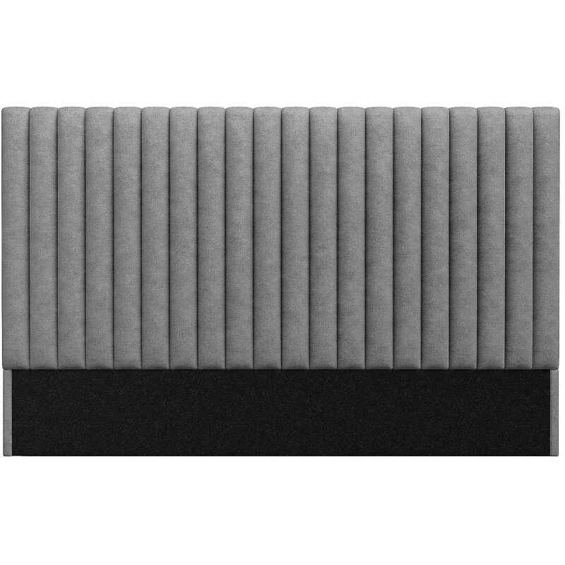 Vente-unique - Tête de lit coutures verticales - 200 cm - Tissu - Gris - sarah