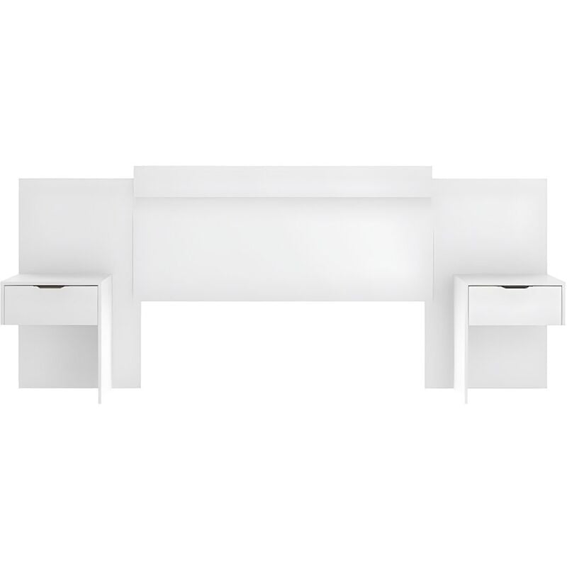 Tête de lit extensible avec chevets - 140/160 cm - Blanc - parati