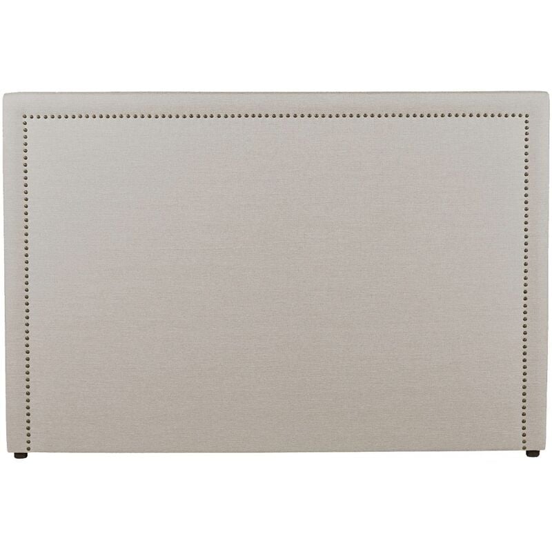 Vente-unique - Tête de lit finition cloutée alvise - Tissu effet lin - 170 cm - Beige