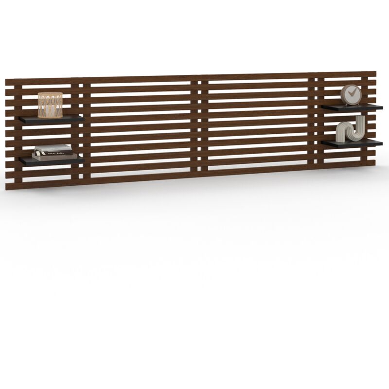 Tête de lit en lattes de bois vieilli 240 cm style moderne
