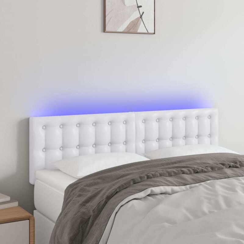 Tête de lit à led Blanc 144x5x78/88 cm Similicuir