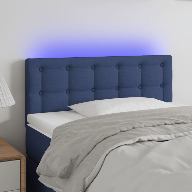 Testiera A Led Blu 90x5x78/88 Cm In Tessuto - Vidaxl