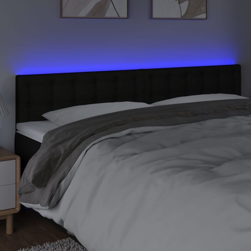 vidaXL Hoofdbord LED 200x5x78/88 cm stof zwart3122070