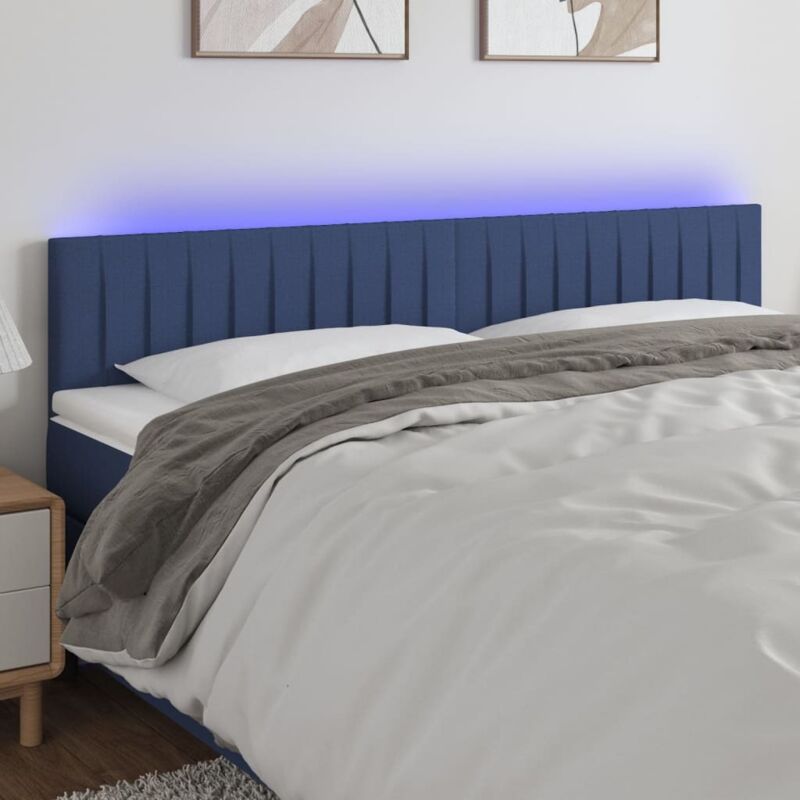 Tête de lit à led Bleu 200x5x78/88 cm Tissu - Vidaxl