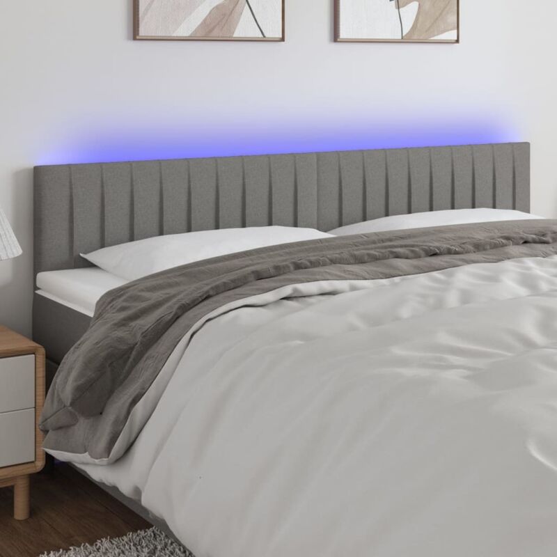 Tête de lit à led Gris foncé 160x5x78/88 cm Tissu Vidaxl