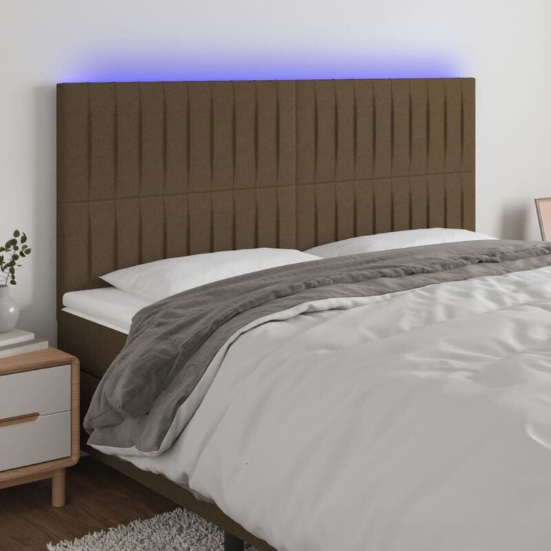 Vidaxl - Tête de lit à led Marron foncé 160x5x118/128 cm Tissu