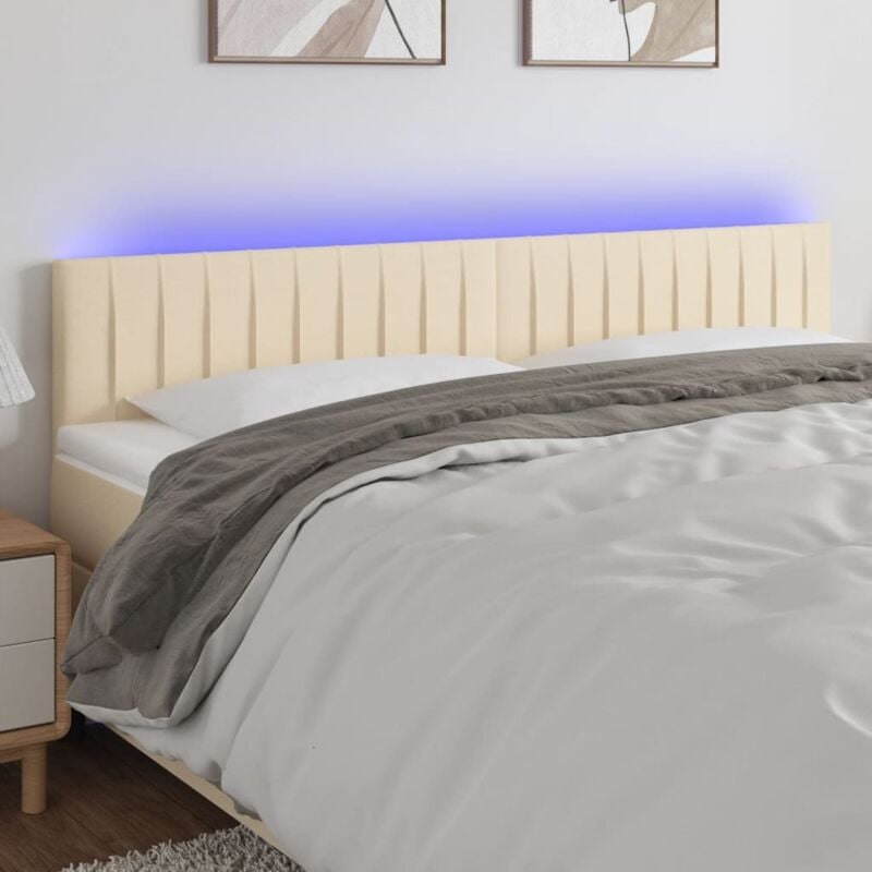 Tête de lit à led Crème 180x5x78/88 cm Tissu Vidaxl