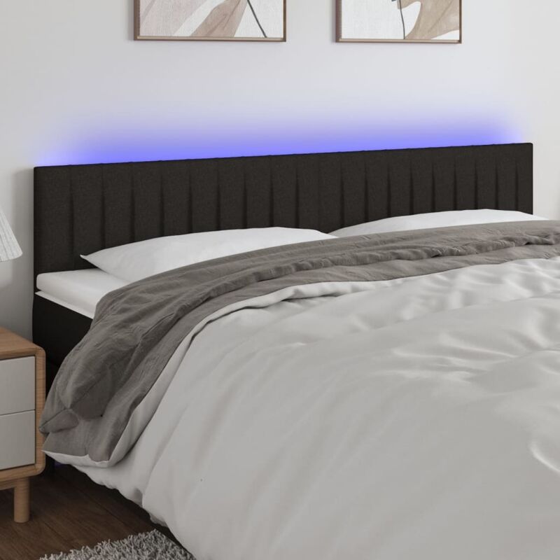 vidaXL Hoofdbord LED 180x5x78/88 cm stof zwart3121866