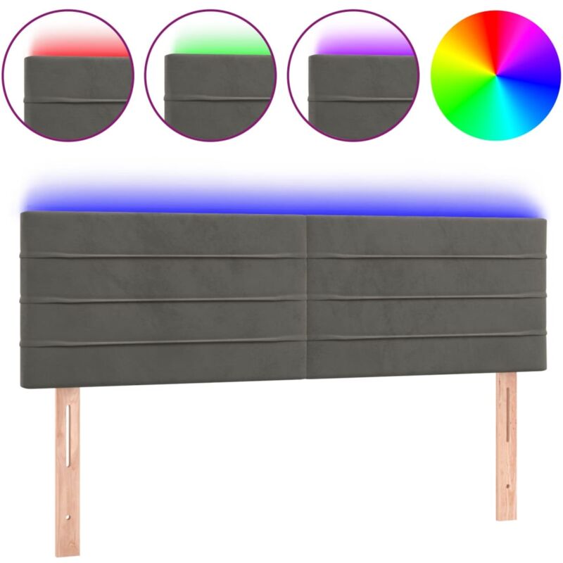 Tête de lit à led Résistante et économique, Panneau de lit, Gris foncé 144x5x78/88 cm Velours OIB5763E - Gris
