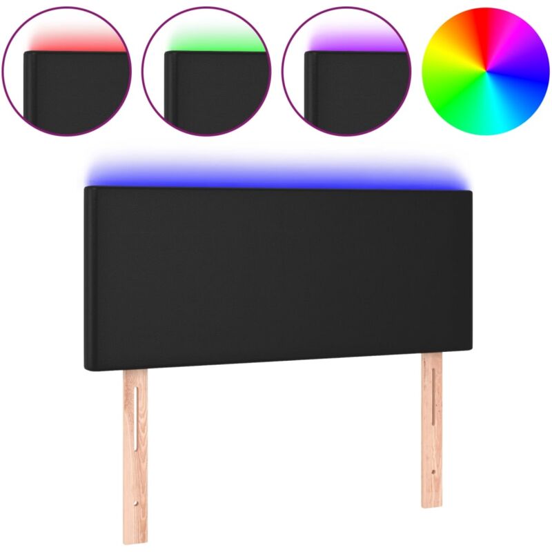 Tête de lit à LED Résistante et économique, Panneau de lit, Noir 90x5x78/88 cm Similicuir OIB2602E