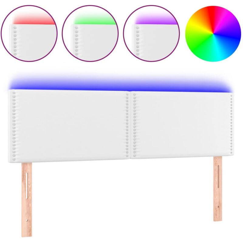 Tête de lit à led Blanc 144x5x78/88 cm Similicuir