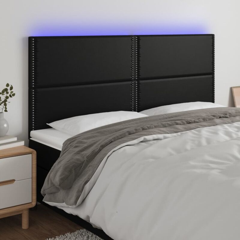 Tête de lit à led Noir 180x5x118/128 cm Similicuir