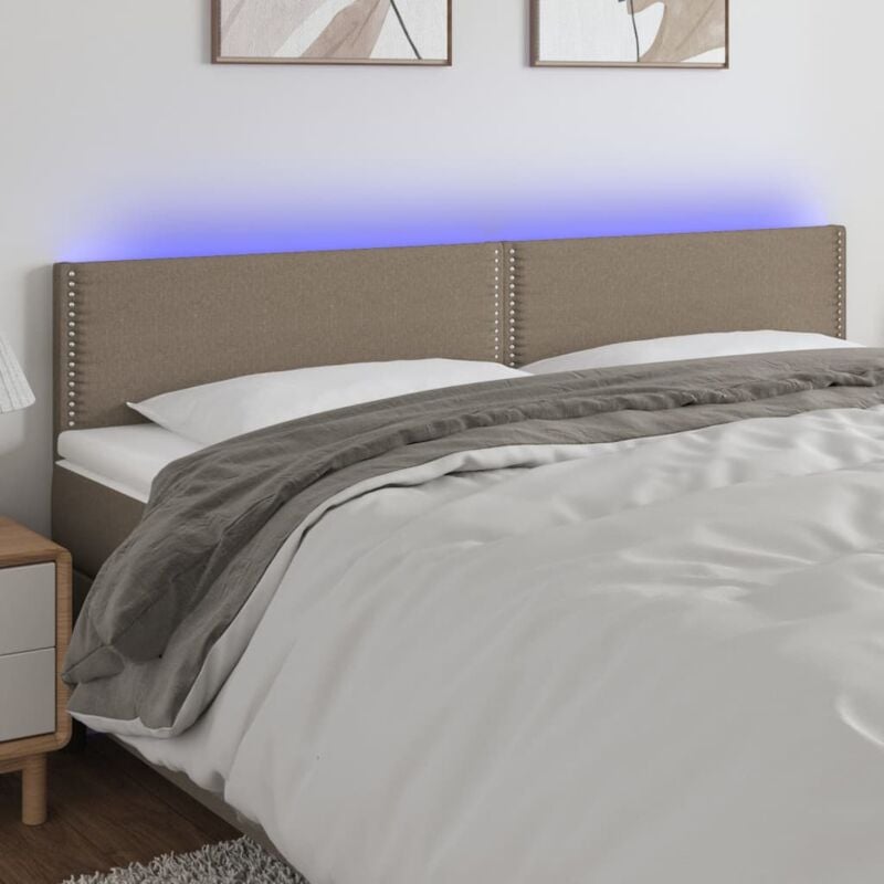 Tête de lit à led Taupe 180x5x78/88 cm Tissu - Vidaxl