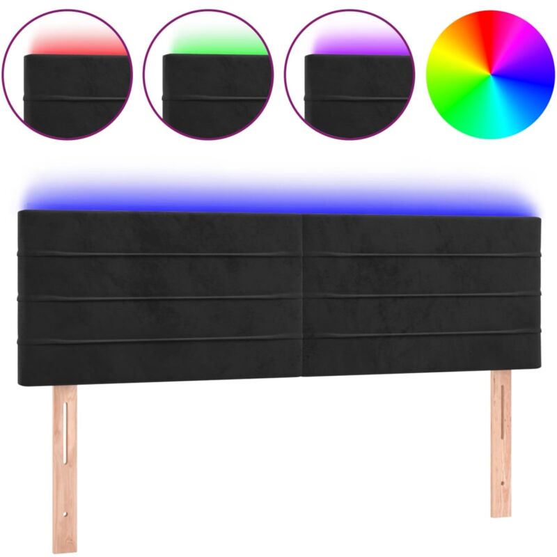 vidaXL LED Kopfteil Schwarz 144x5x78/88 cm Samt
