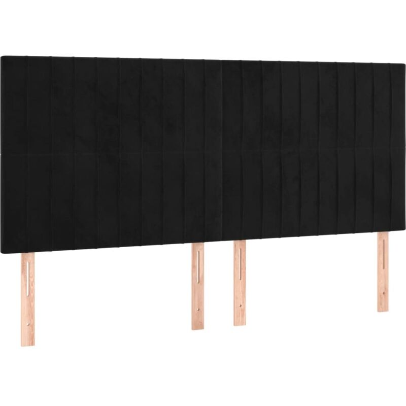 vidaXL LED Kopfteil Schwarz 160x5x118/128 cm Samt