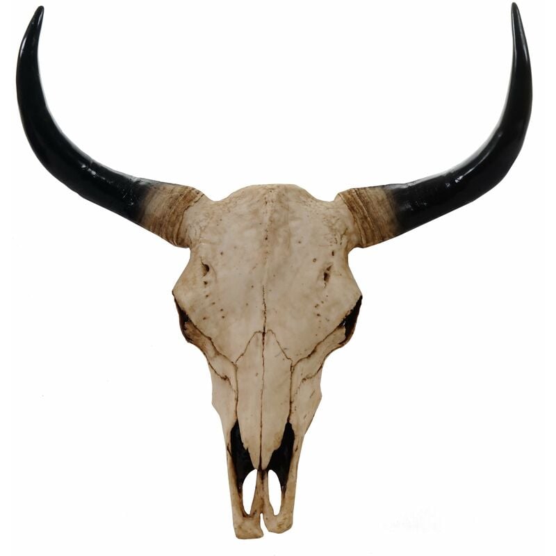 Tête de mort décorative 64cm trophée tête de taureau longhorn polyrésine intérieur/extérieur naturel 040002841