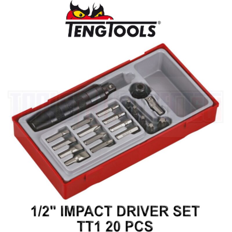 Teng TC31 TTID20 Impact Driver Set, 20 Piece - 1/2in Drive TENTTID20