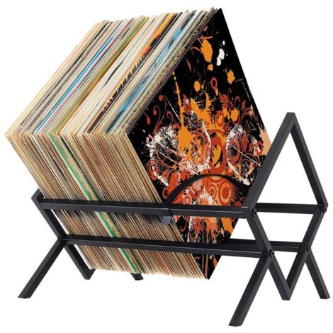 TTLIFE Support de Rangement pour Disques Vinyles Présentoir d’exposition et de rangement, Peut contenir jusqu 80 à 100 LP, Métal