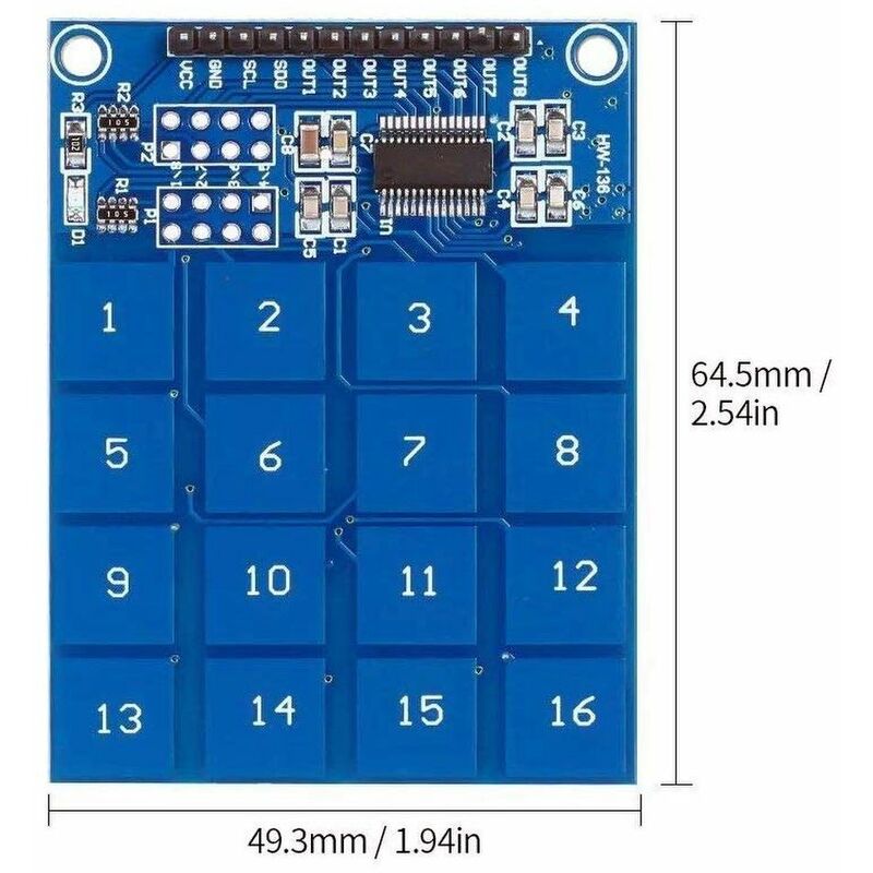 

TTP229 Módulo de interruptor táctil capacitivo de 16 canales Módulo de sensor táctil digital Interruptor de sensor táctil Tablero PCB para arduino