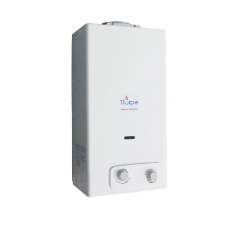 Ttulpe – Chauffe-eau gaz instantané 11L/min – Allumage par batterie – Bas NOx 30-37 mbar – Pression d'eau minimale 0,2 bar – Classe énergétique A