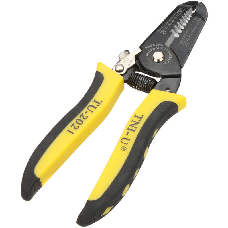 TU-2021 Precise Wire Stripper/Cutter Tool Clamp & Steel Wire Cable Cutter Plier Tool Stripping 22-10AWG,model:Yellow