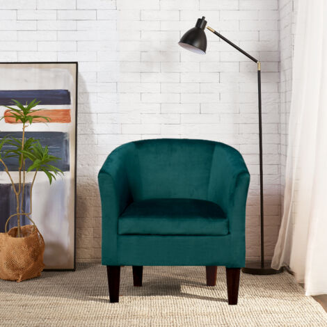 Tub chair plush velvet green