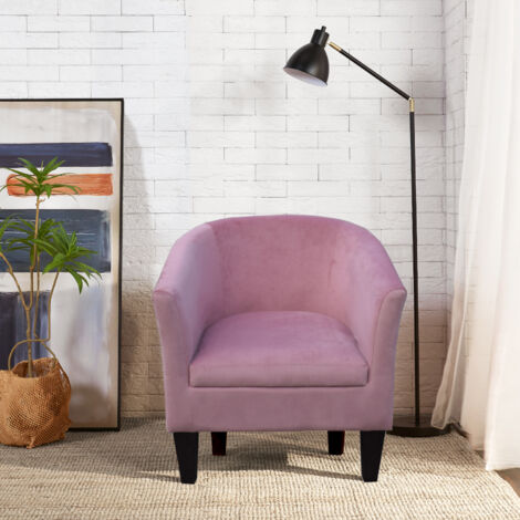 Tub chair plush velvet pink