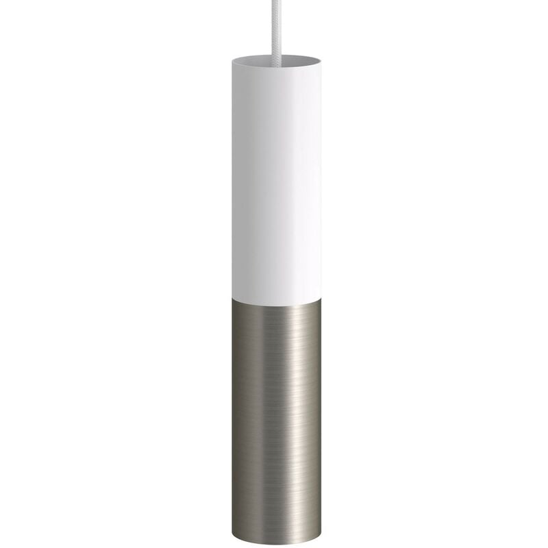 

Creative Cables - Tub-E14, tubo metálico doble para foco con portalámparas E14 de doble casquillo | Blanco mate - Titanio satinado - Blanco mate