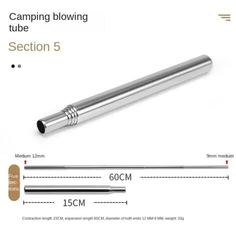 Tube à feu Desert Fox en acier inoxydable 304, tige à feu extensible et portable, accessoire de camping pour allumer un feu et réchauds de cuisine portables.