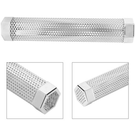 Tube à Fumée Hexagonale en Acier Inoxydable 12in pour Barbecue avec Crochet Brosse