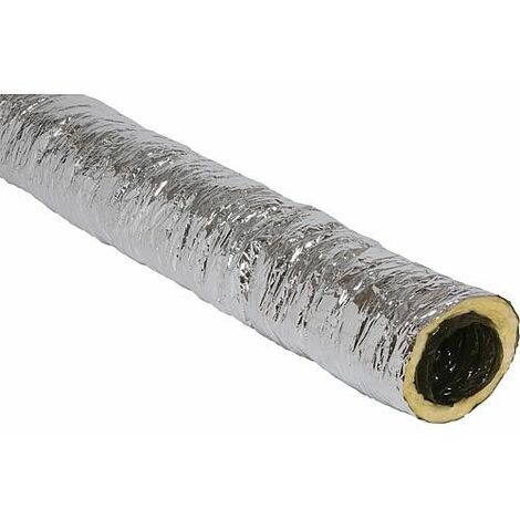 Tube aération flexible, isolé 25 mm épaisseur, en plastique 6m, d 80 mm