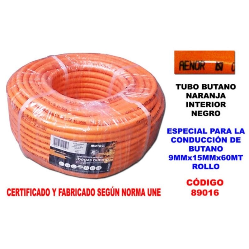 Tube butane orange 9 mm x 15 mm x 60 mètres en rouleau