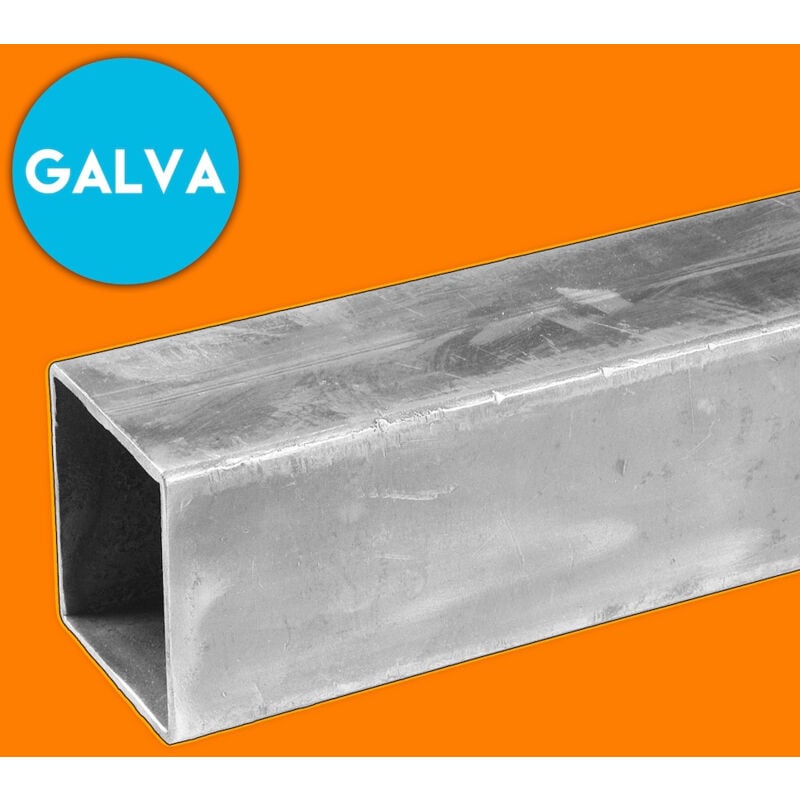 Tube carré en acier Galvanisé - 50x50mm et 3mm d'épaisseur - Longueur de 1M10 (110cm).