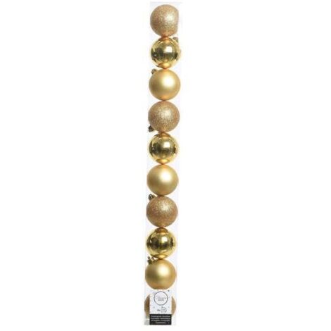 Tube de 10 boules pour arbre de Noël or
