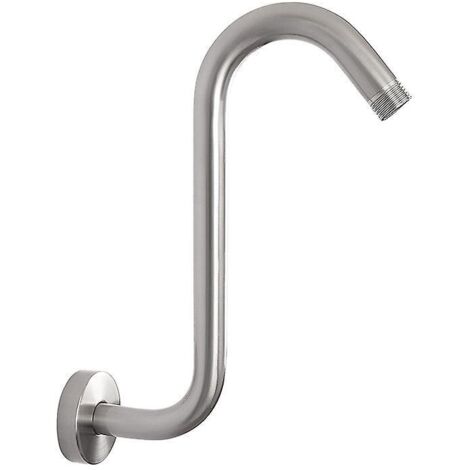 Tube de douche en forme de S, bras d'extension pour pommeau de douche, raccord standard, accessoire de salle de bain, 8 pouces (1 paquet, nickel brossé)