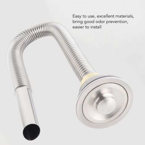 Tube de Drainage pour Évier de Cuisine en Acier Inoxydable, Cuvette Simple, Accessoires Anti-Odeurs avec Couvercle Décoratif - Diamètre 45mm