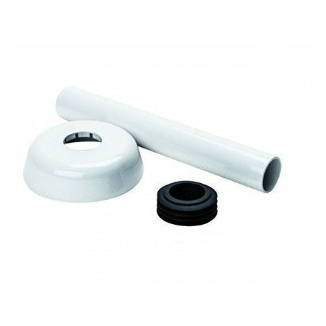 Tube de jonction pour siphon avec rosace, 25 cm couleur blanche