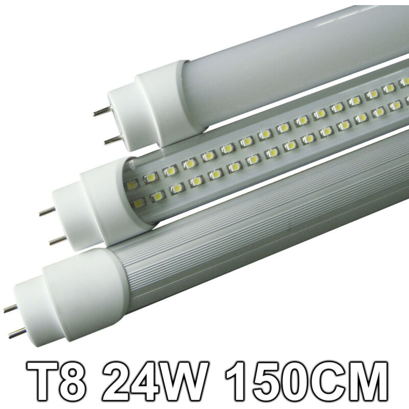 Tubo Neon Led 24w "150 Cm" Attacco T8 Smd Led Luce Bianca Fredda Calda Naturale -couverture Transparente -