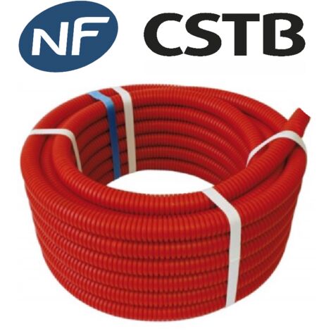 Tube d'évacuation PVC D16x2 mm – Longueur 50 m – Multicouche gainé rouge – MC16GR502 – Certification NF-CSTB-ACS – Ivar